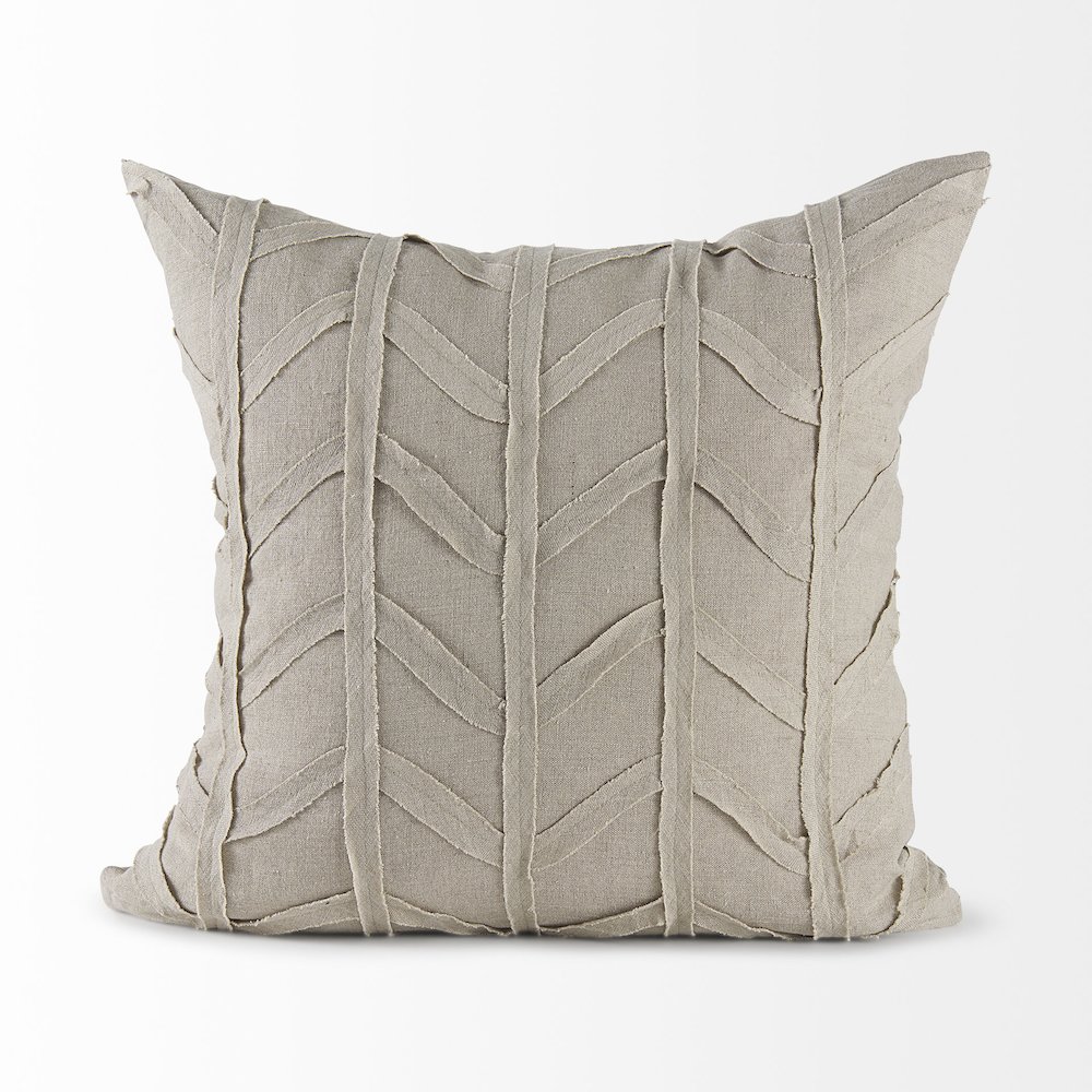 20L X 20W Beige Fabric Textured Decorative Pillow Cover. Picture 9