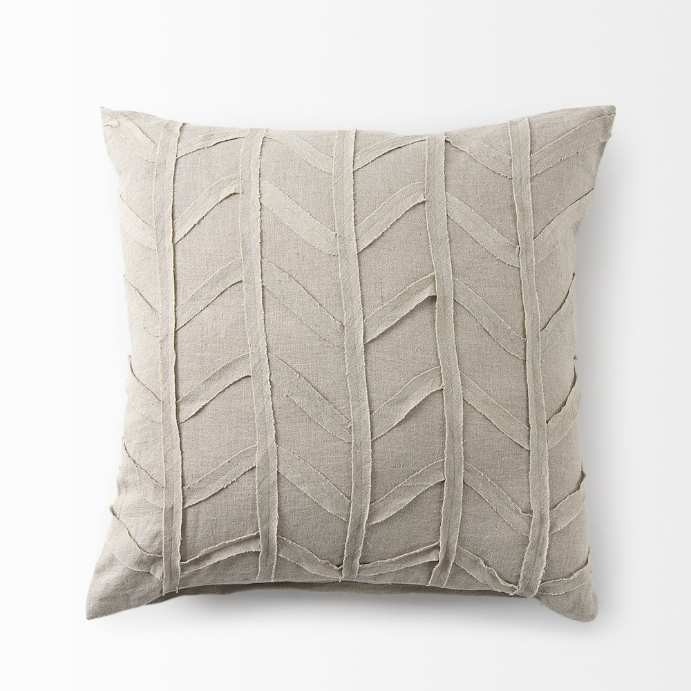 20L X 20W Beige Fabric Textured Decorative Pillow Cover. Picture 12