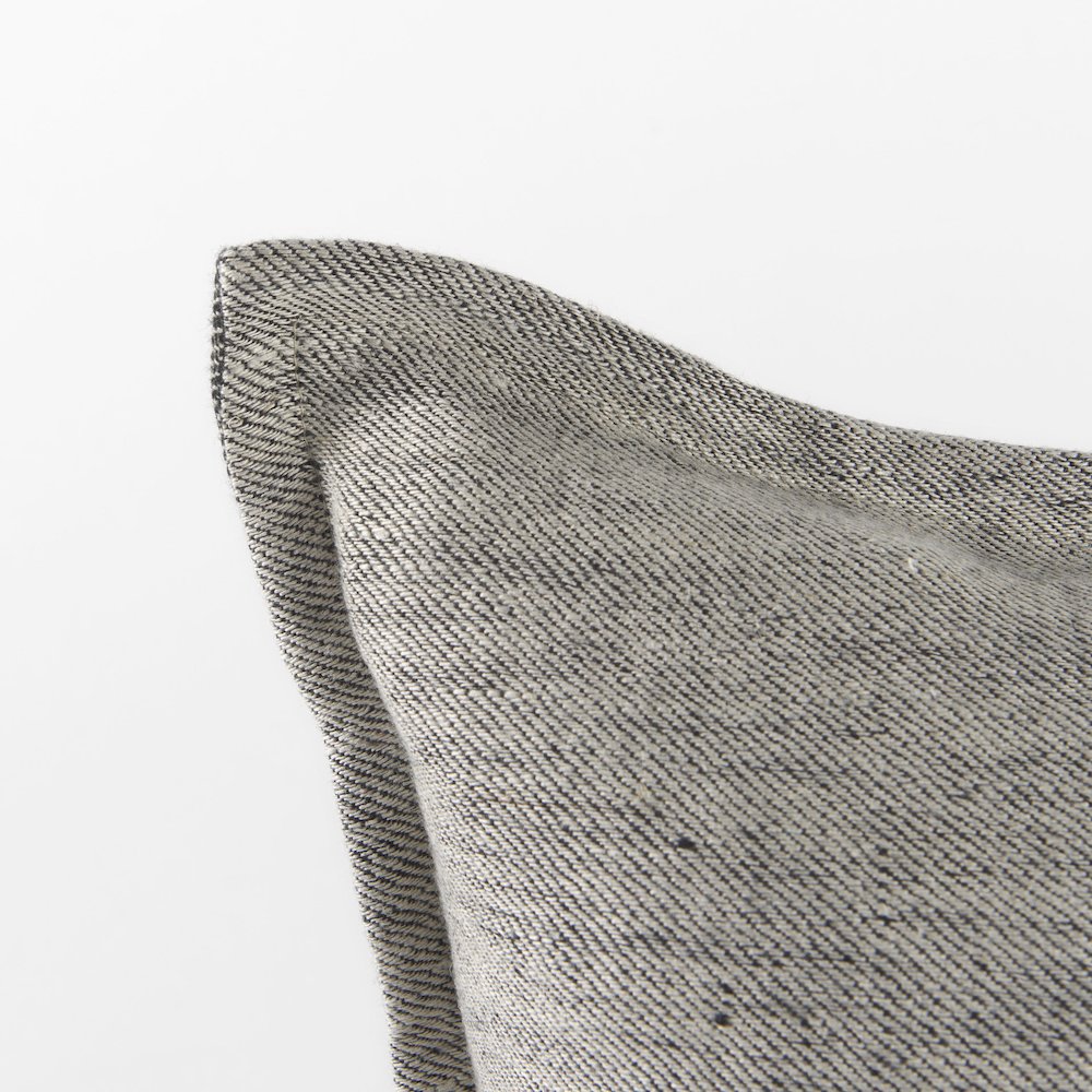 14L X 26W Light Gray And Dark Gray Fabric Color Blocked Decorative Pillow Cover. Picture 2