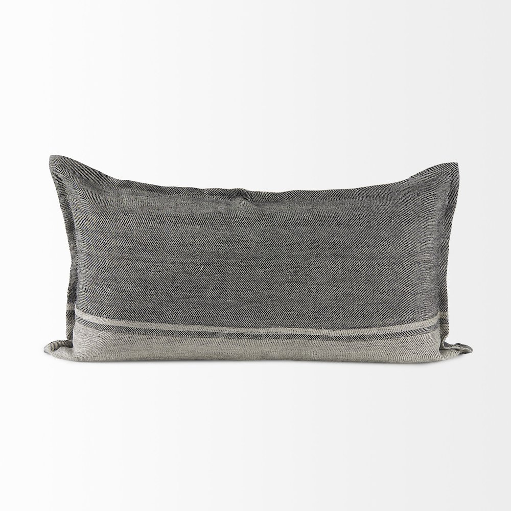 14L X 26W Light Gray And Dark Gray Fabric Color Blocked Decorative Pillow Cover. Picture 11