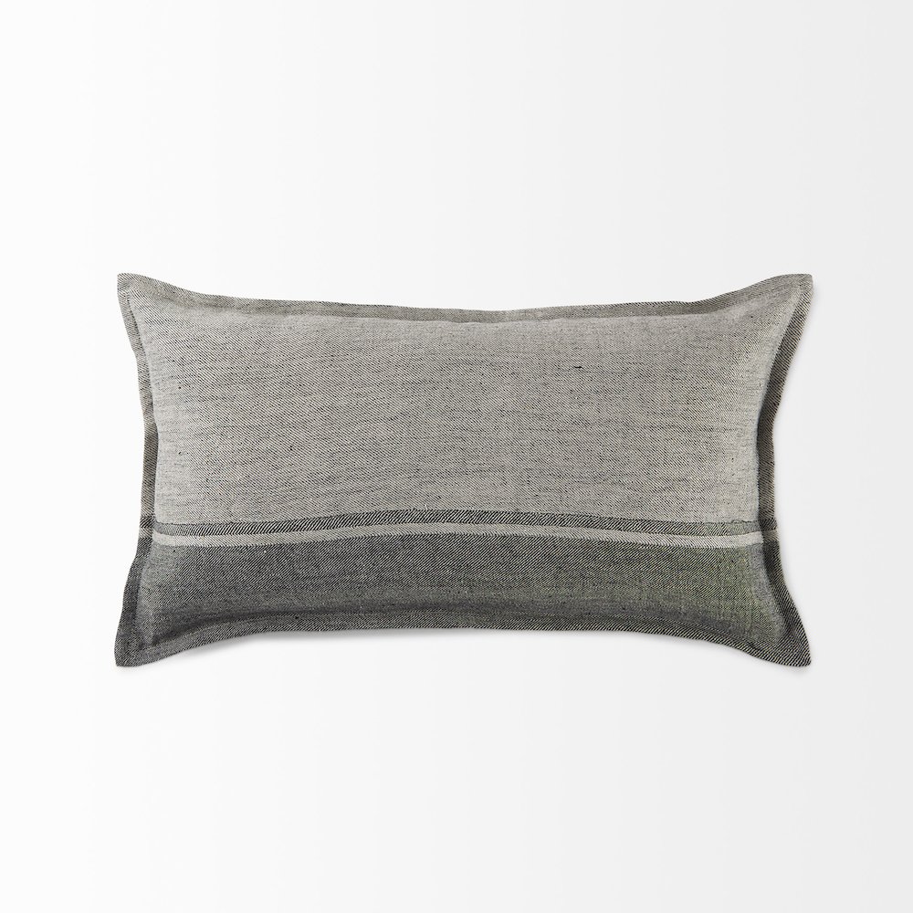 14L X 26W Light Gray And Dark Gray Fabric Color Blocked Decorative Pillow Cover. Picture 12