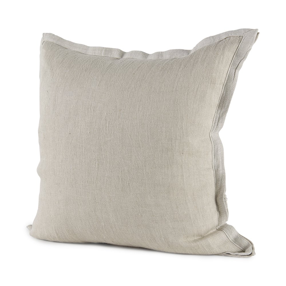 20L X 20W Beige Fabric Decorative Pillow Cover. Picture 1