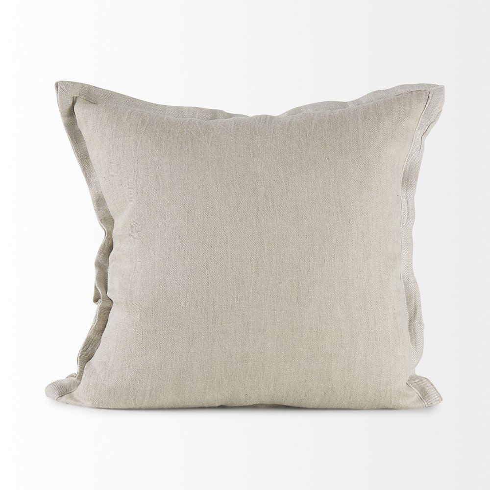 20L X 20W Beige Fabric Decorative Pillow Cover. Picture 7