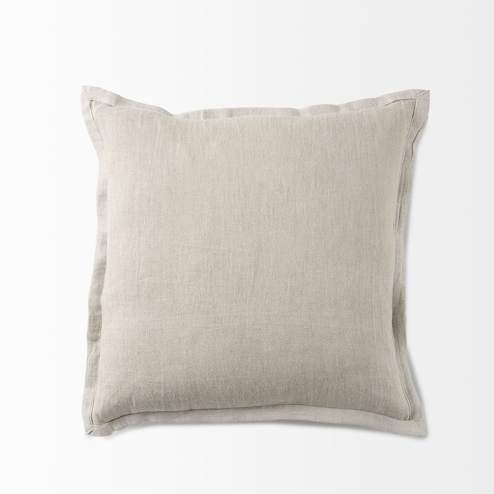 20L X 20W Beige Fabric Decorative Pillow Cover. Picture 10