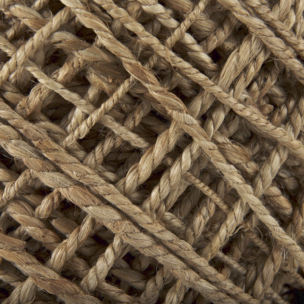 Allium Brown Handwoven Wool Cylindrical Pouf. Picture 3