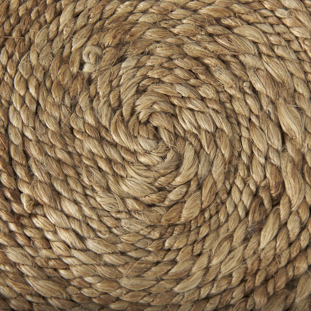 Allium Brown Handwoven Wool Cylindrical Pouf. Picture 12