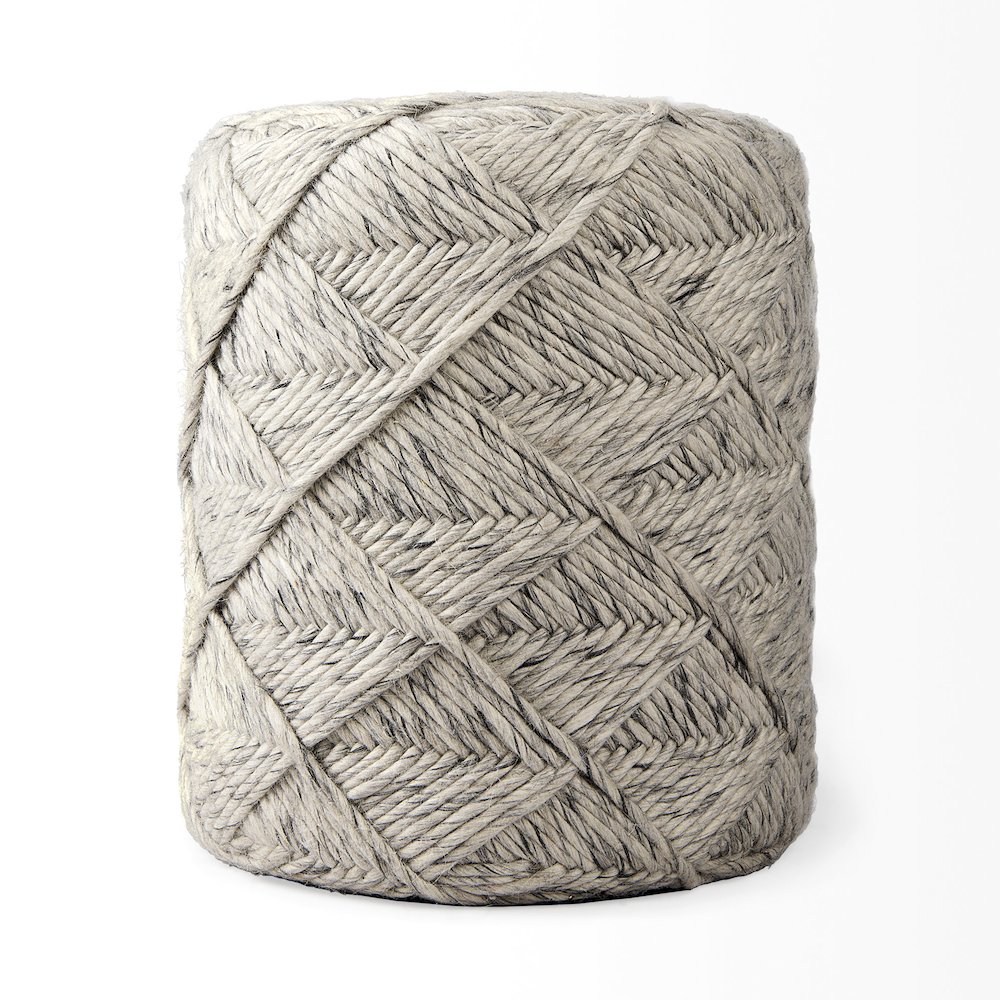 Esfera 17.7L x 15.7W x 15.7H Beige Chevron Woven Round Pouf. Picture 2