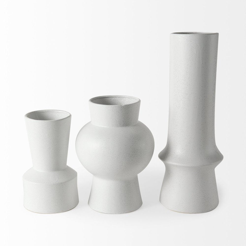Laforge 9.4H Small White Ceramic Vase. Picture 3