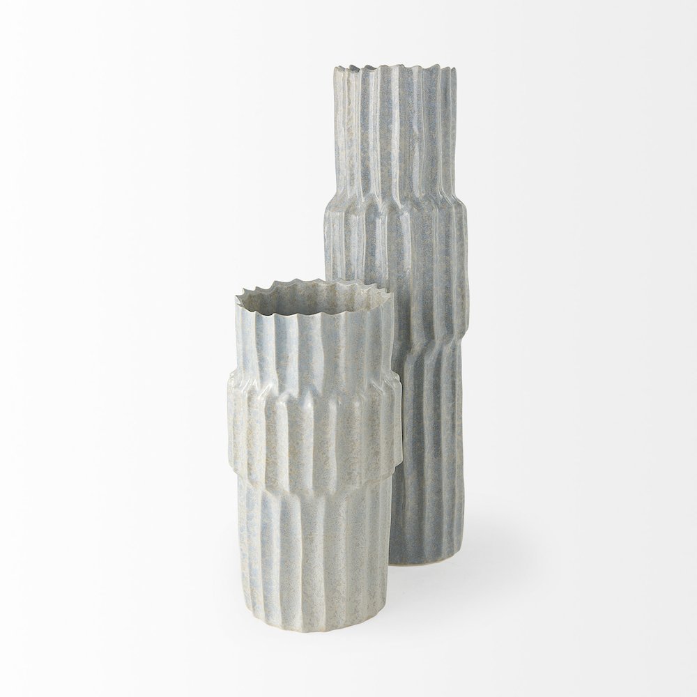 Cardon 14.4H Gray Ceramic Vase. Picture 3