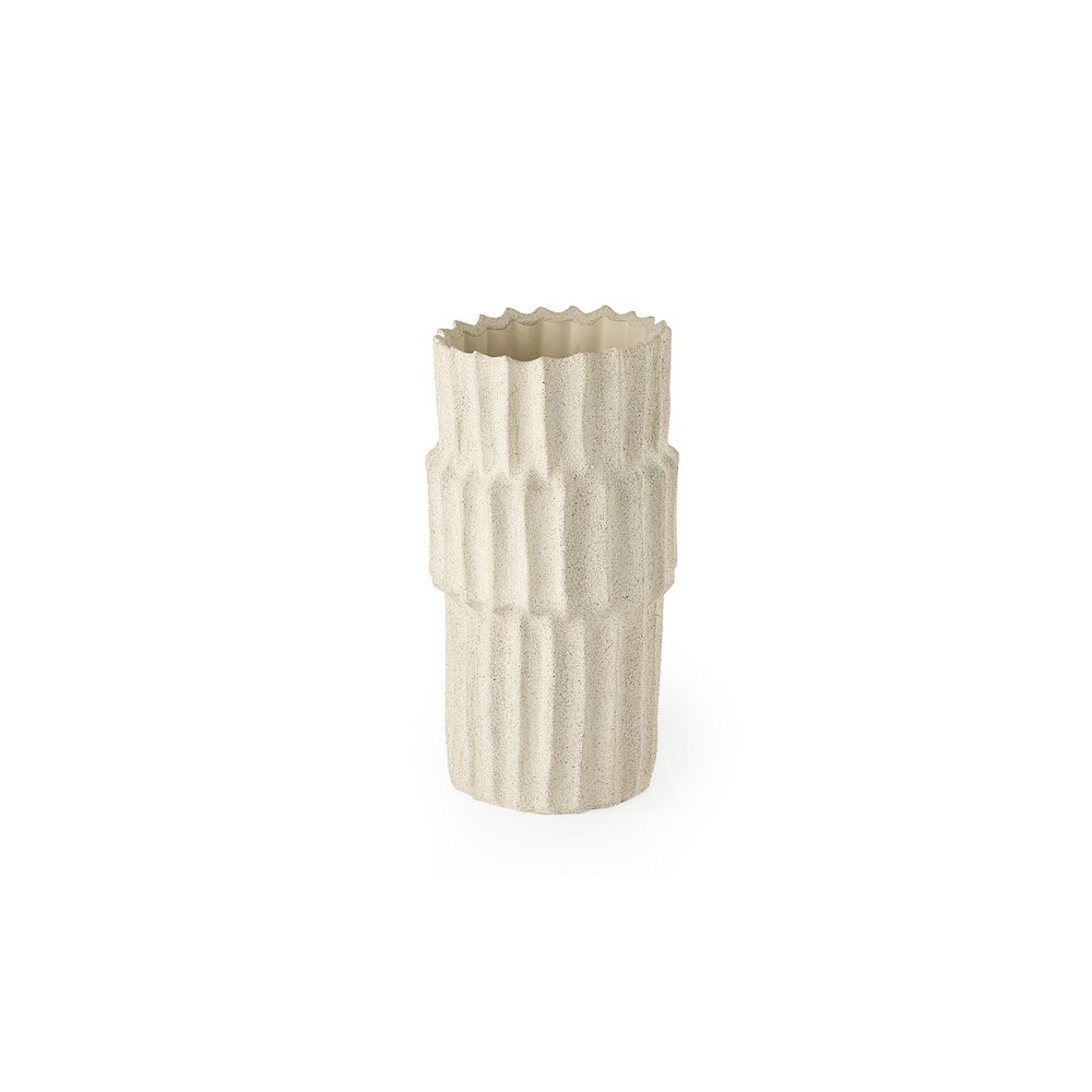 Cardon 14.4H Cream Ceramic Vase. Picture 1