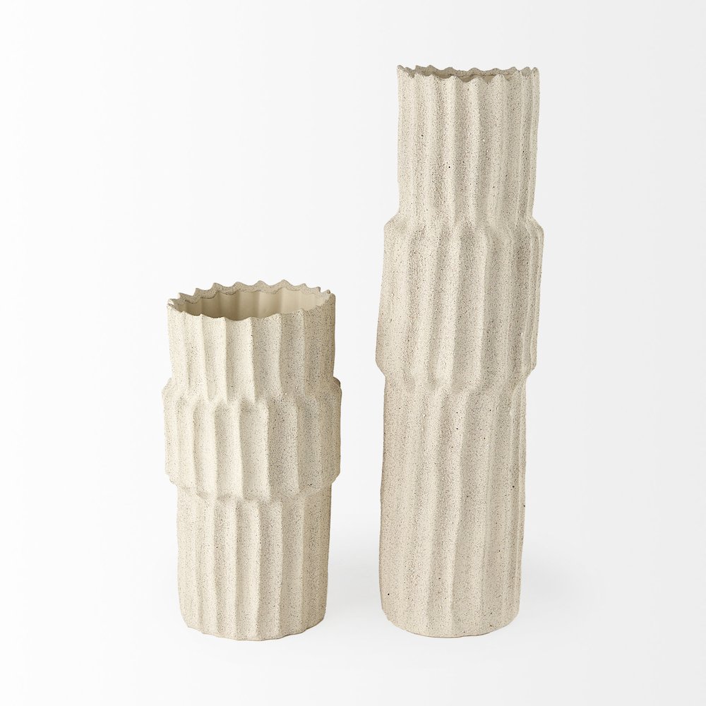 Cardon 14.4H Cream Ceramic Vase. Picture 7