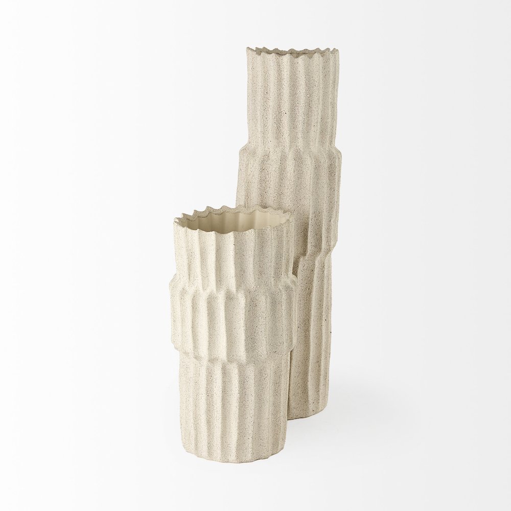 Cardon 14.4H Cream Ceramic Vase. Picture 8