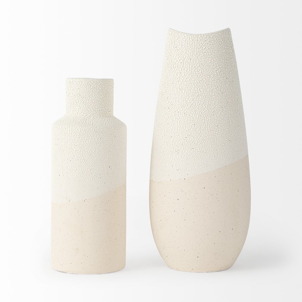 Salar 4.5L x 4.5W x 11.0H Cream Gourd Style Crackled Ceramic Vase. Picture 2