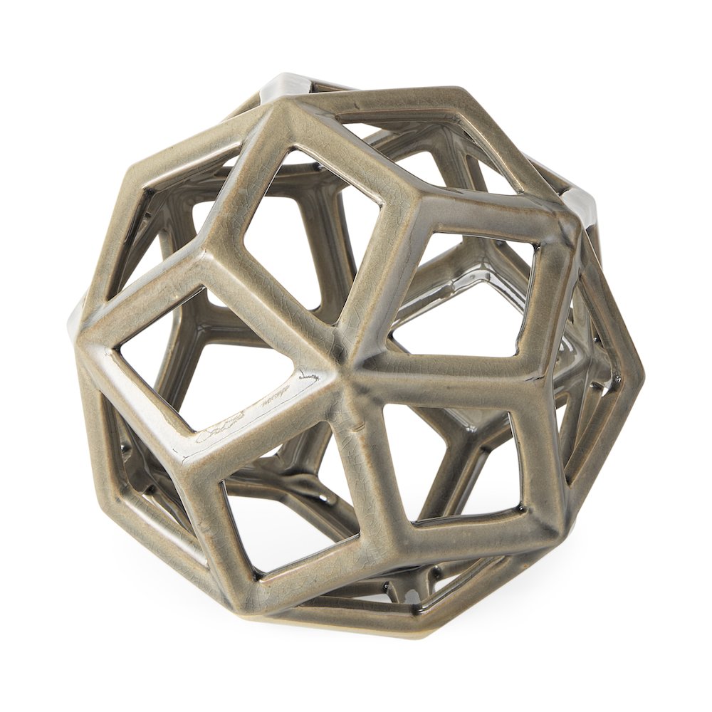 Geom 7.1L x 7.1W x 7.1H Tan Ceramic Geometric Object. Picture 1
