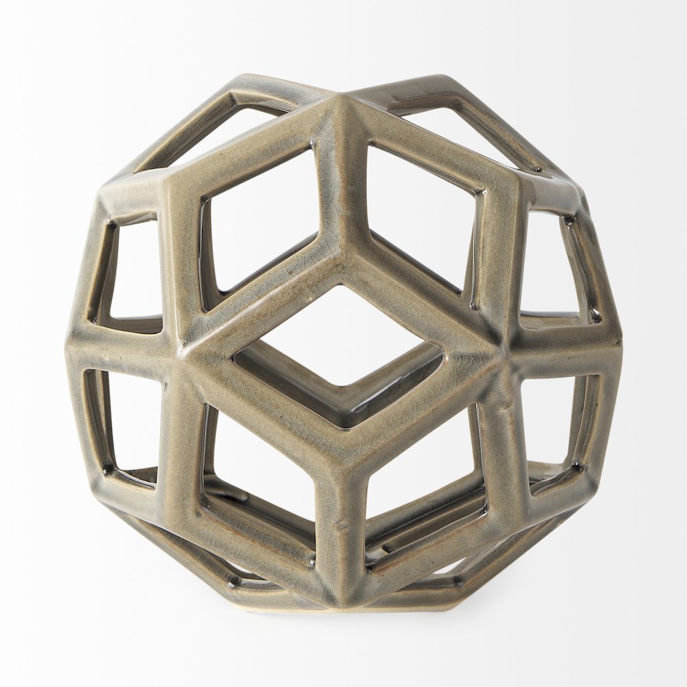 Geom 7.1L x 7.1W x 7.1H Tan Ceramic Geometric Object. Picture 3