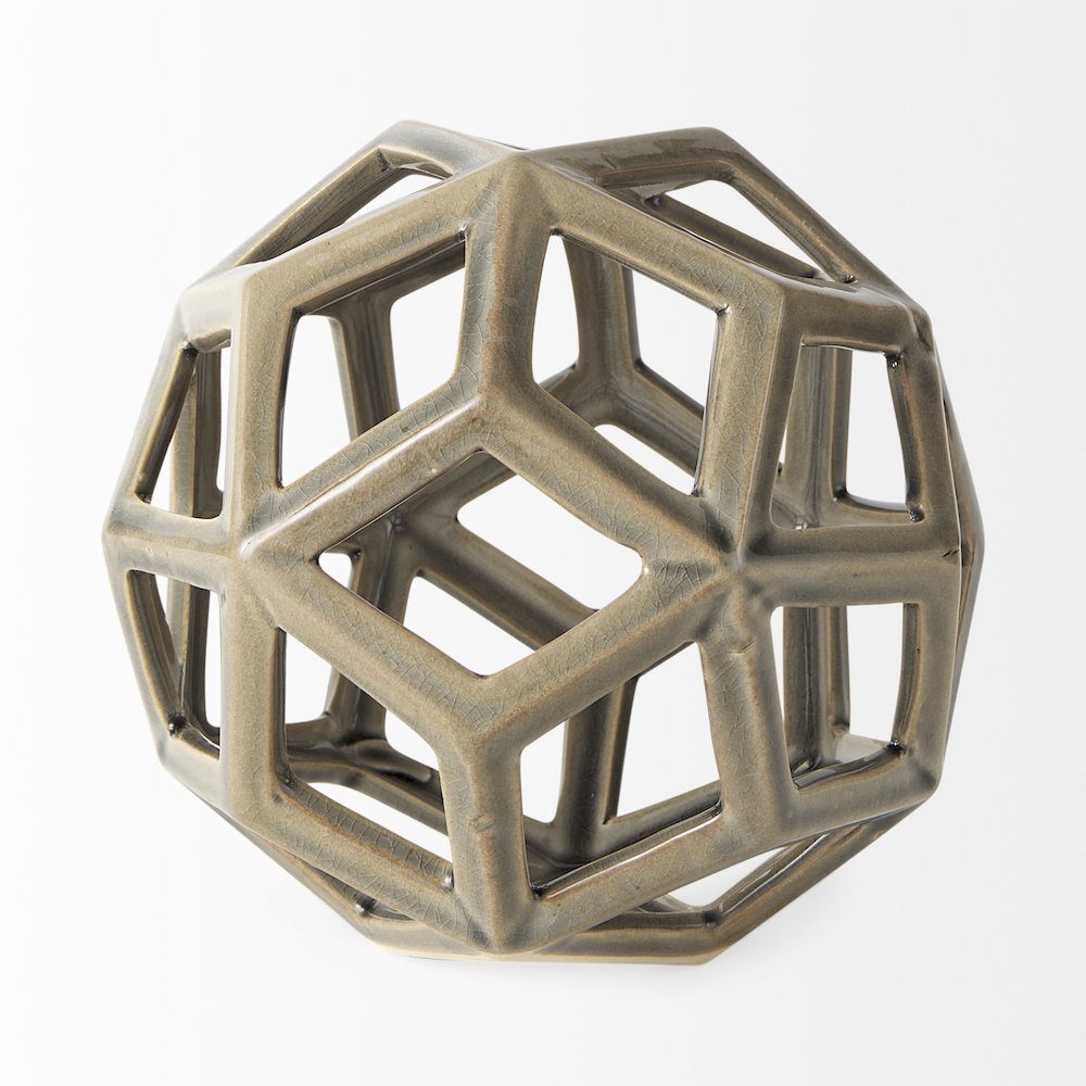 Geom 7.1L x 7.1W x 7.1H Tan Ceramic Geometric Object. Picture 4