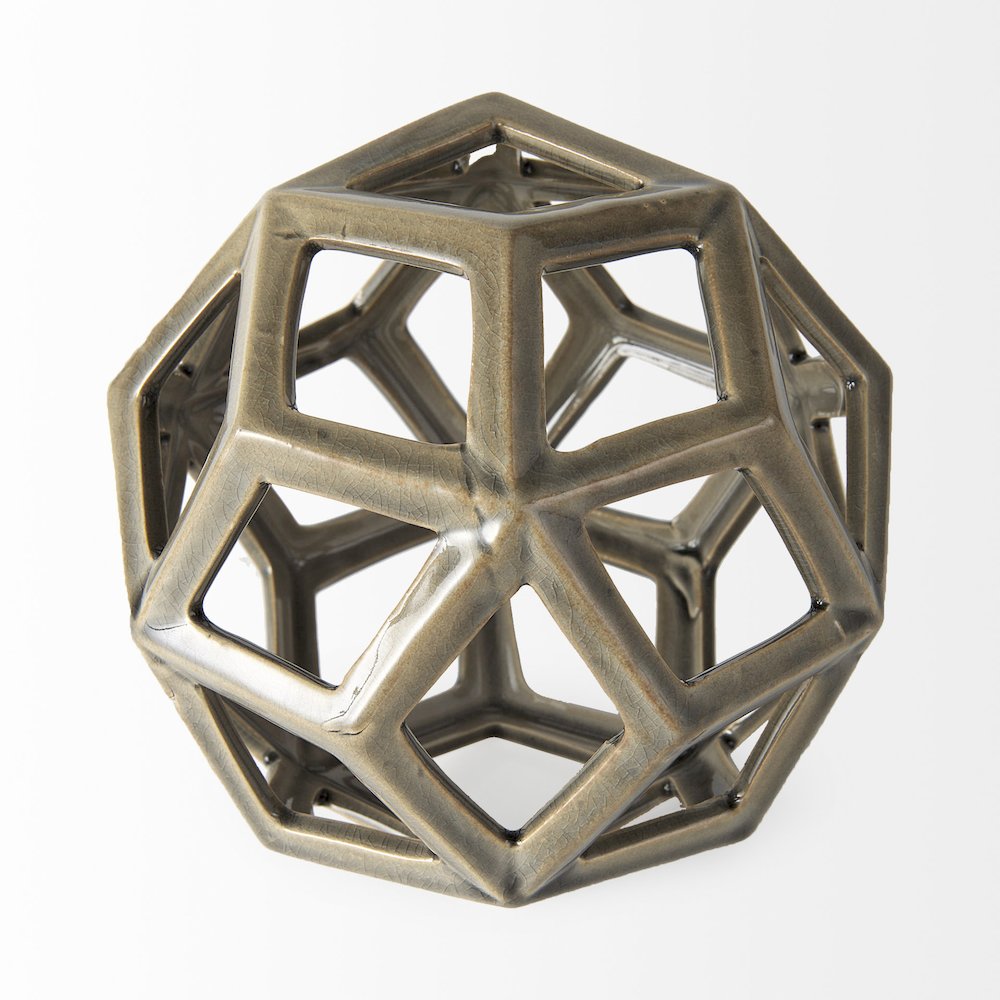Geom 7.1L x 7.1W x 7.1H Tan Ceramic Geometric Object. Picture 5
