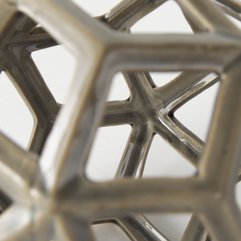Geom 7.1L x 7.1W x 7.1H Tan Ceramic Geometric Object. Picture 6