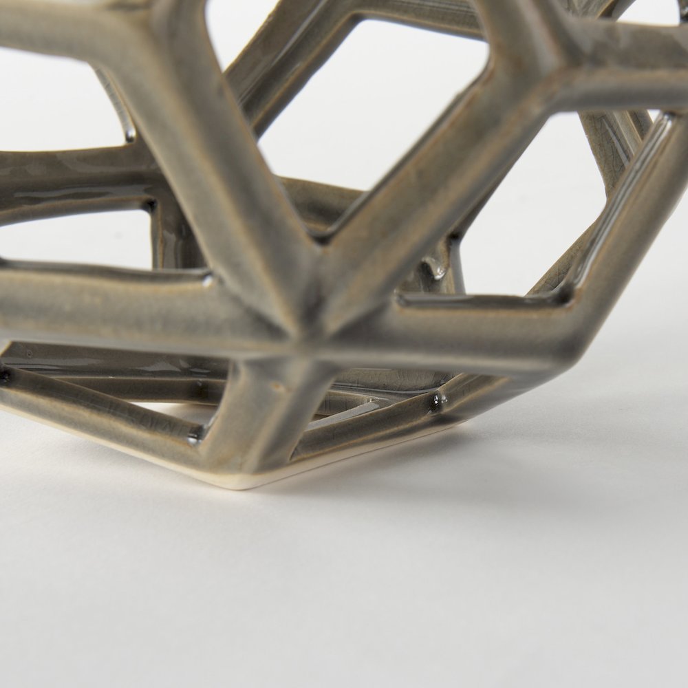 Geom 7.1L x 7.1W x 7.1H Tan Ceramic Geometric Object. Picture 7