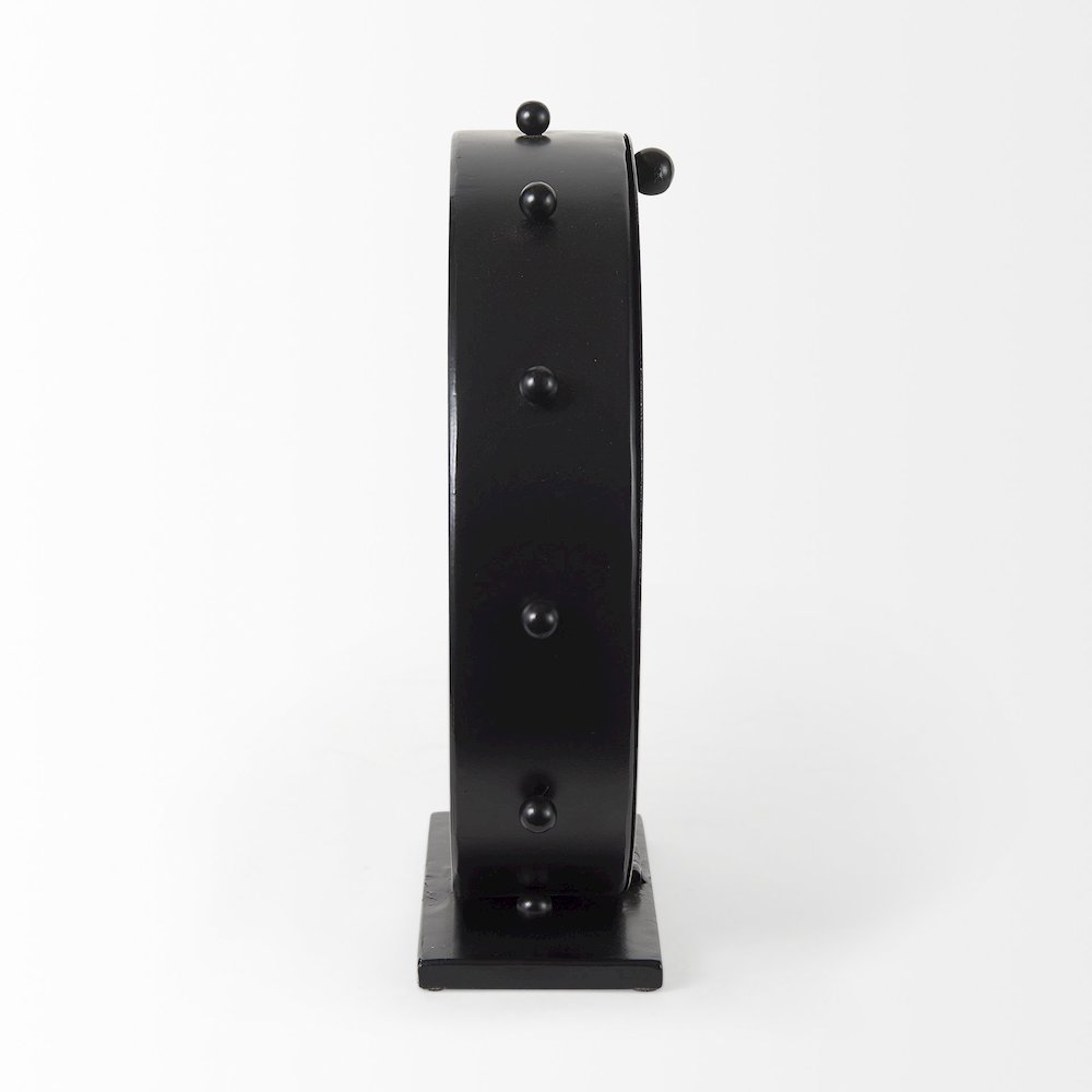 Marian 11.0L x 3.1W x 11.0H Black Studded Round Table Clock. Picture 10