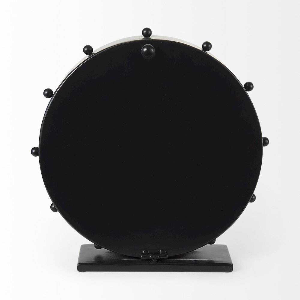 Marian 11.0L x 3.1W x 11.0H Black Studded Round Table Clock. Picture 11