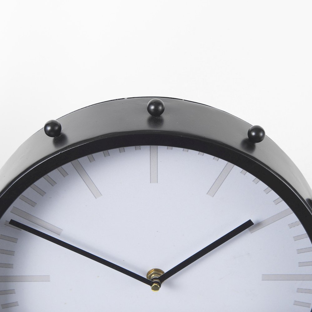Marian 11.0L x 3.1W x 11.0H Black Studded Round Table Clock. Picture 12