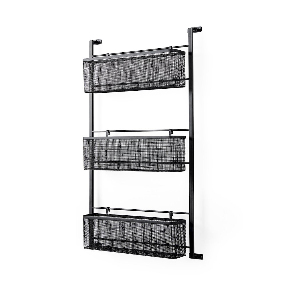 Macrinus 23.4L x 5.5W x 38.6H Black MetalMesh Wall Mounted Shelf. Picture 1