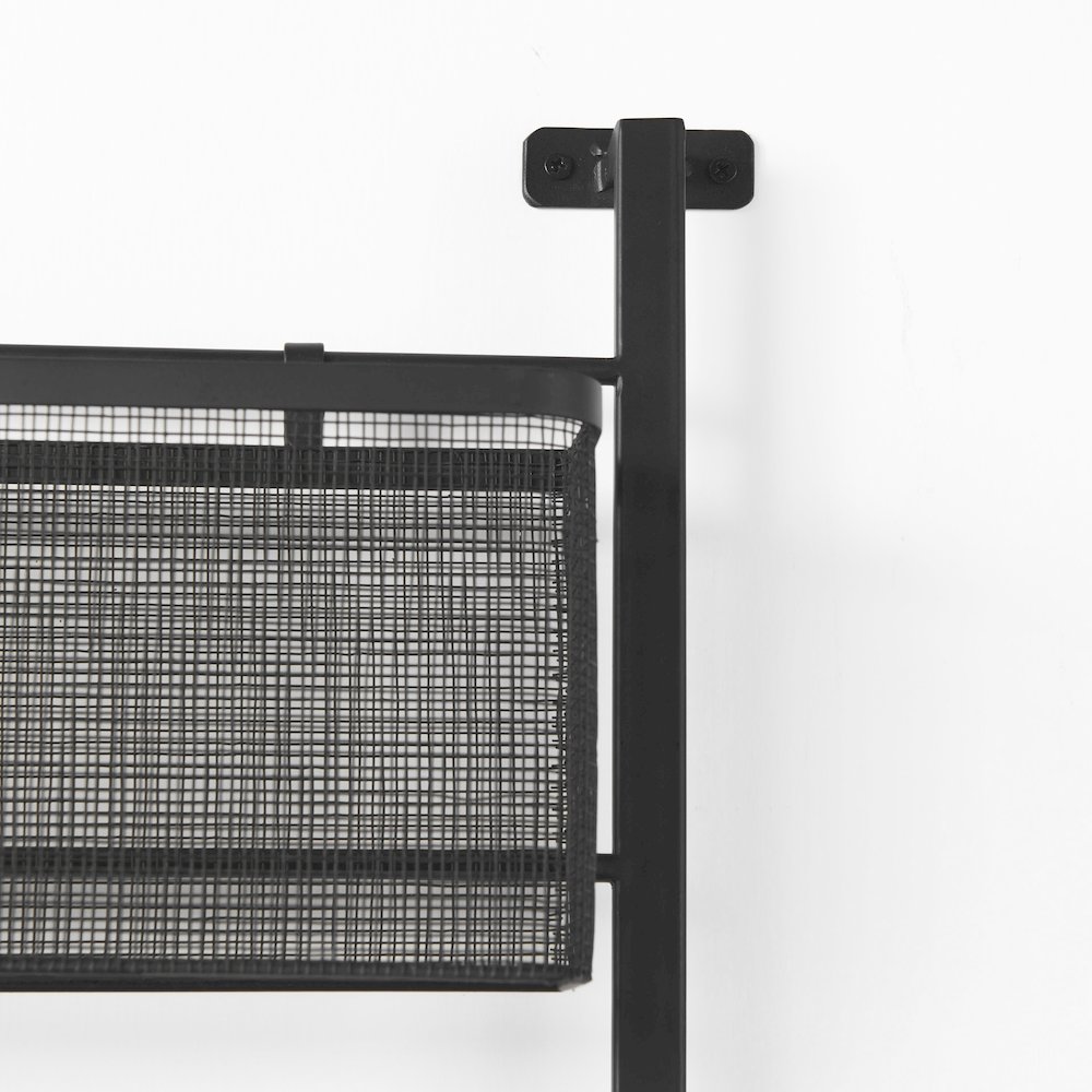 Macrinus 23.4L x 5.5W x 38.6H Black MetalMesh Wall Mounted Shelf. Picture 4