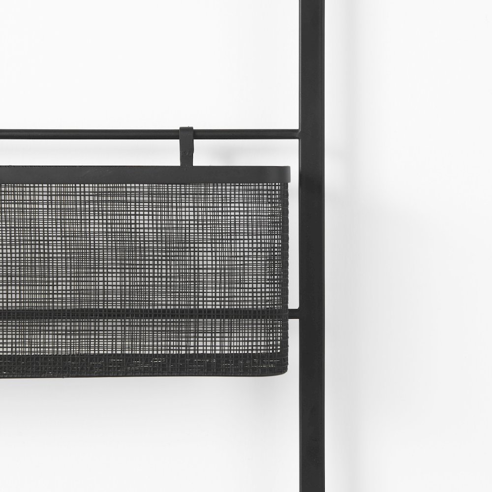 Macrinus 23.4L x 5.5W x 38.6H Black MetalMesh Wall Mounted Shelf. Picture 5