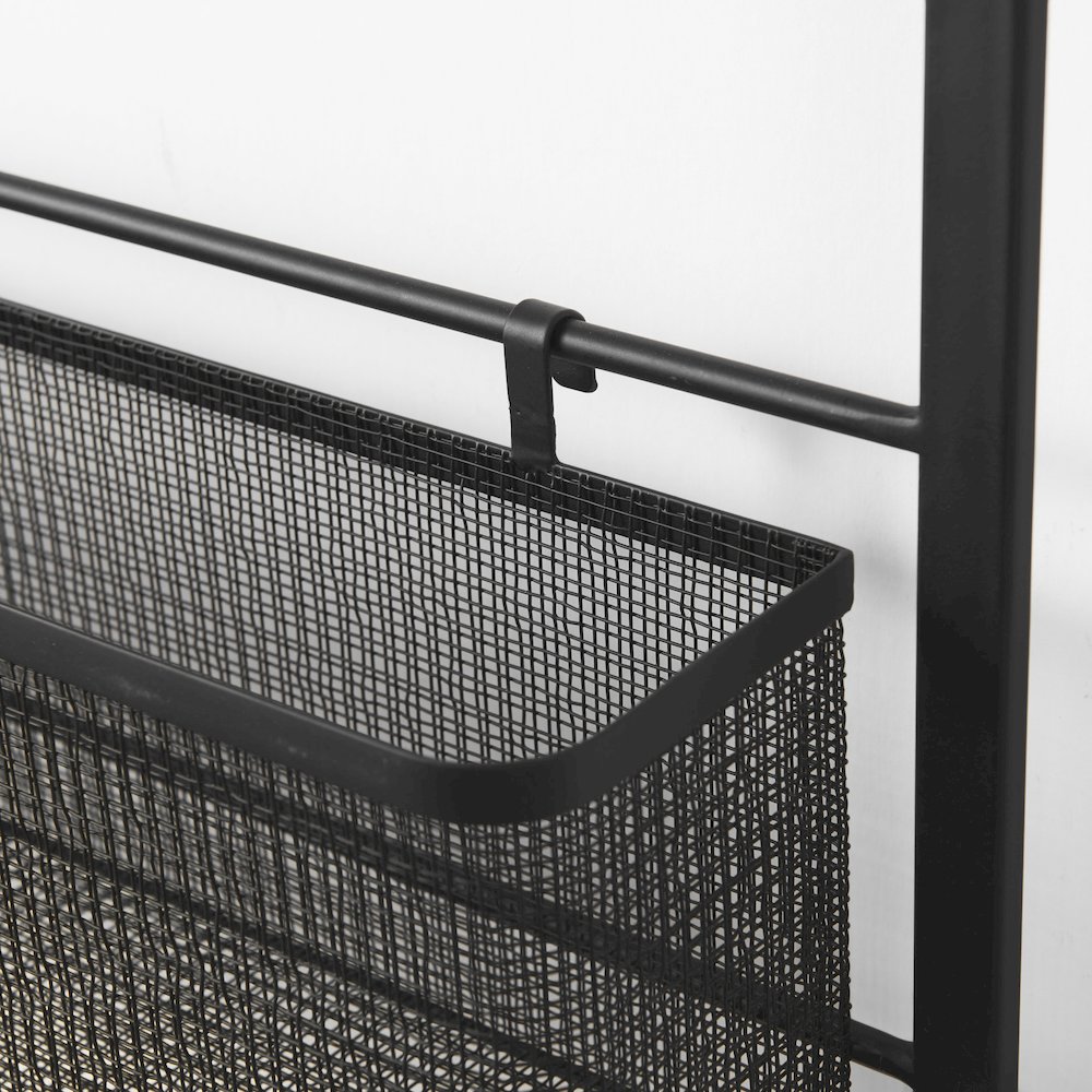Macrinus 23.4L x 5.5W x 38.6H Black MetalMesh Wall Mounted Shelf. Picture 7
