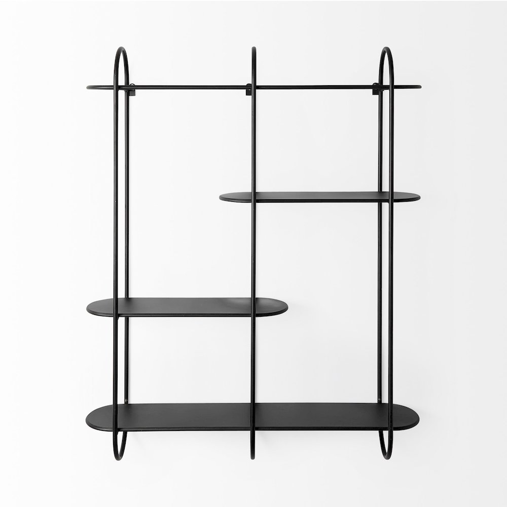 Decimus 36.6L x 8.7W x 45.7H Black Metal Wall Mounted 3 Tiered Shelf. Picture 2