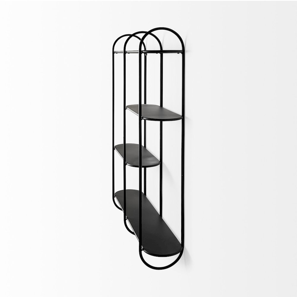 Decimus 36.6L x 8.7W x 45.7H Black Metal Wall Mounted 3 Tiered Shelf. Picture 3