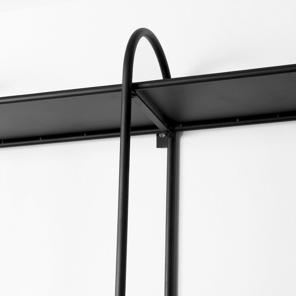 Decimus 36.6L x 8.7W x 45.7H Black Metal Wall Mounted 3 Tiered Shelf. Picture 4