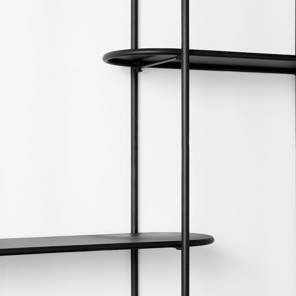 Decimus 36.6L x 8.7W x 45.7H Black Metal Wall Mounted 3 Tiered Shelf. Picture 5