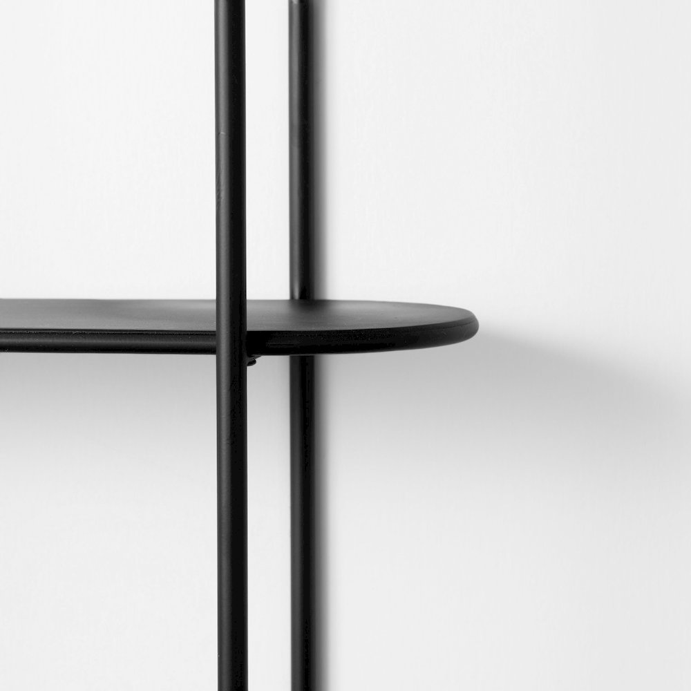 Decimus 36.6L x 8.7W x 45.7H Black Metal Wall Mounted 3 Tiered Shelf. Picture 6