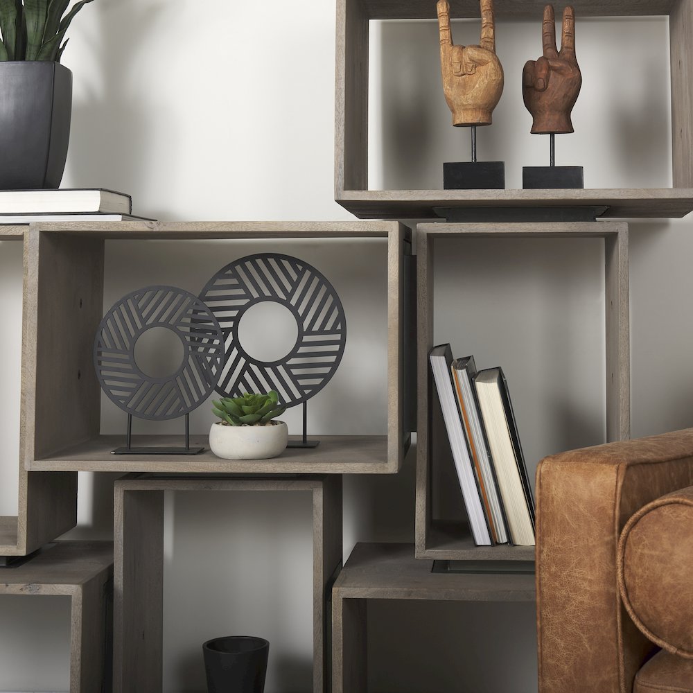 Micra 9.1L x 2.6W x 10.9H Matte Black Metal Decorative Object on a Stand. Picture 7