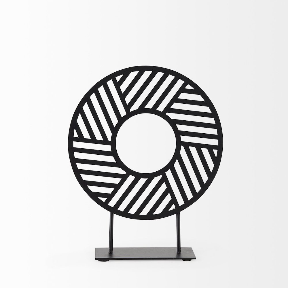 Micra 9.1L x 2.6W x 10.9H Matte Black Metal Decorative Object on a Stand. Picture 8
