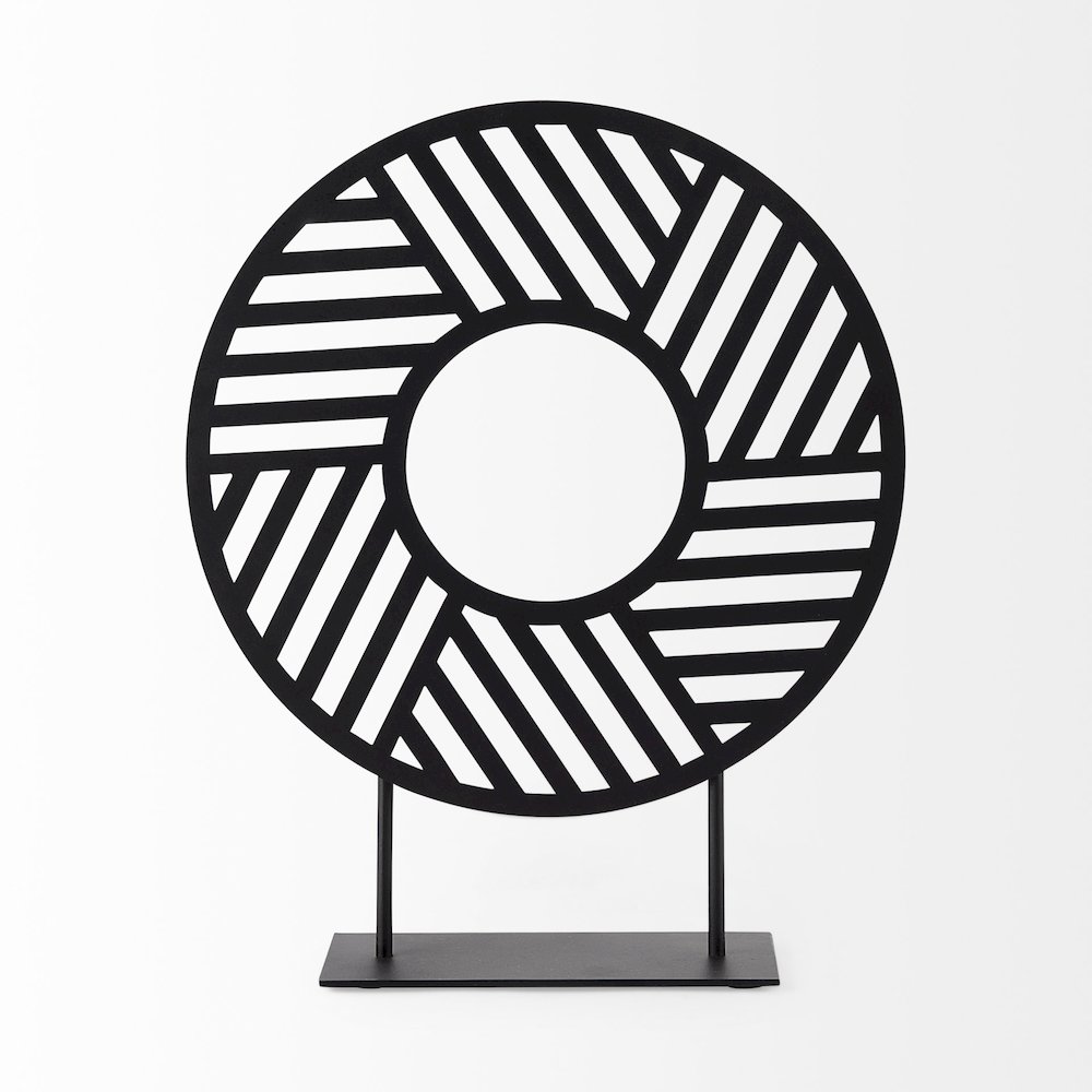Micra 11.0L x 3.0W x 13.4H Matte Black Metal Decorative Object on a Stand. Picture 8