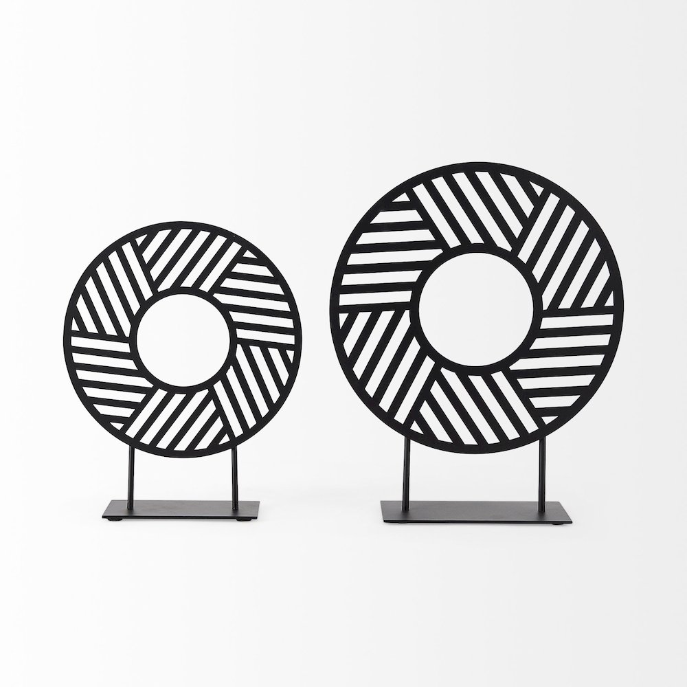 Micra 11.0L x 3.0W x 13.4H Matte Black Metal Decorative Object on a Stand. Picture 10
