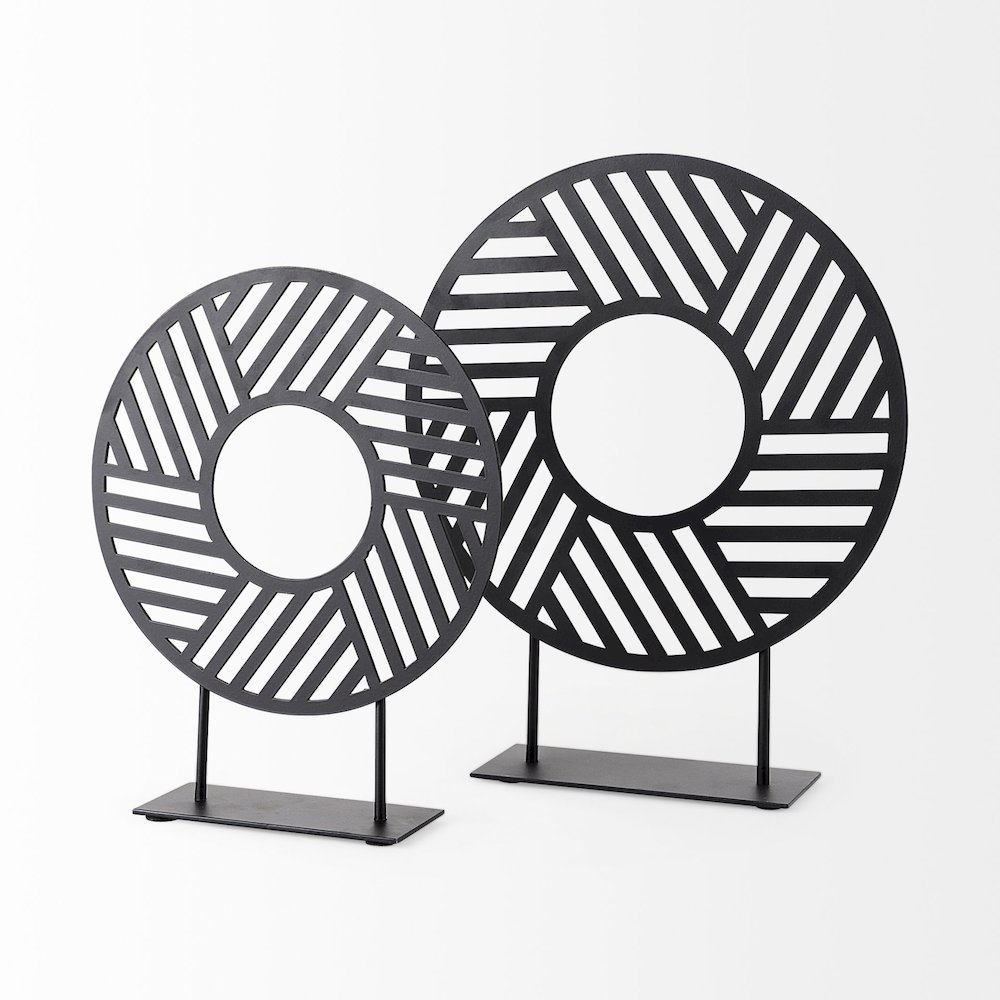 Micra 11.0L x 3.0W x 13.4H Matte Black Metal Decorative Object on a Stand. Picture 11