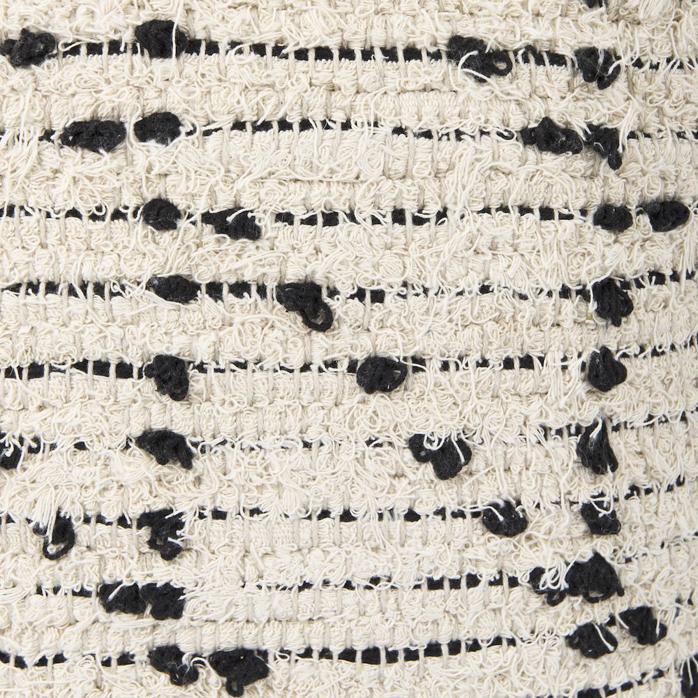 Aaroh16.0L x 16.0W x 16.0H Cream/Black Cotton Patterned Pouf. Picture 2
