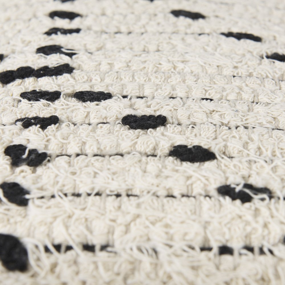Aaroh16.0L x 16.0W x 16.0H Cream/Black Cotton Patterned Pouf. Picture 12