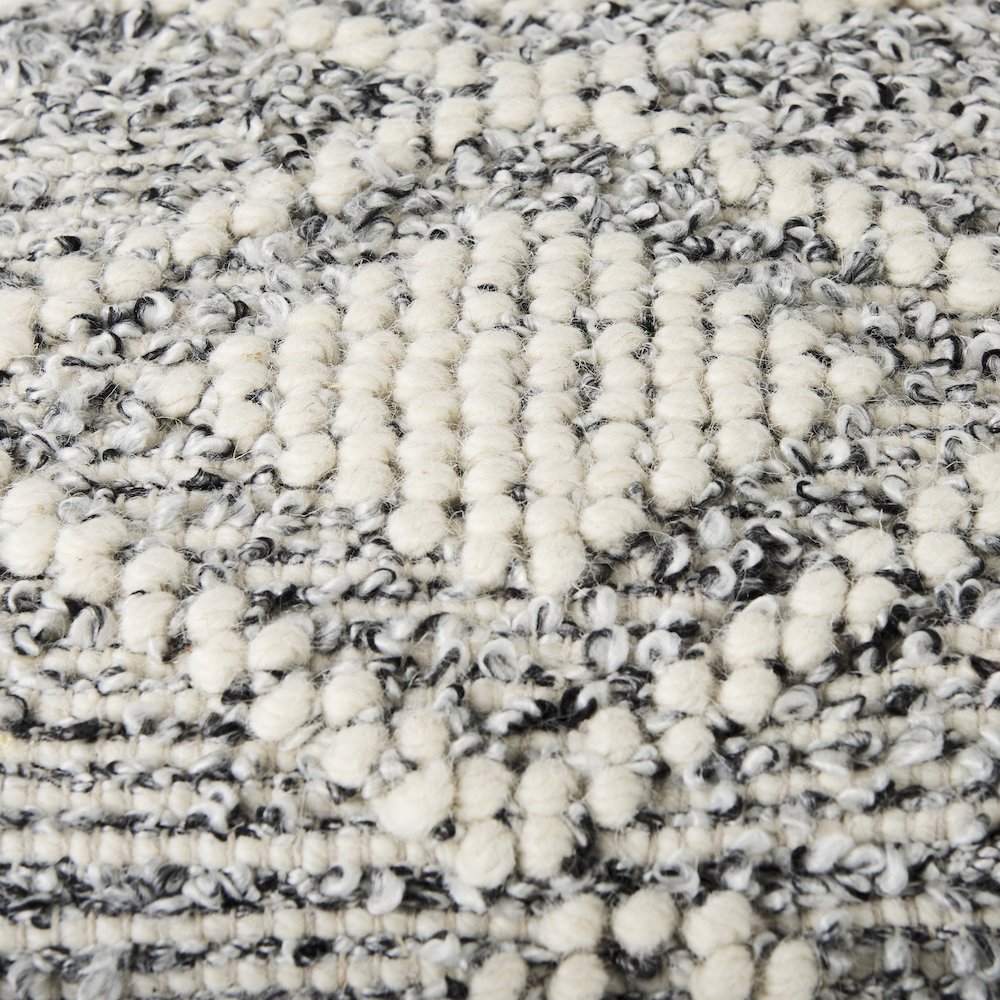 Ekiya  16.0L x 16.0W x 16.0H Black/White Yarn and Wool Patterened Pouf. Picture 10