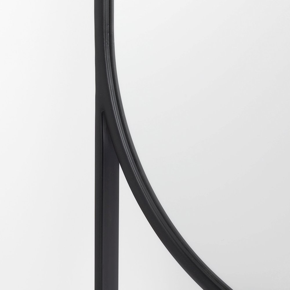 Sadie 28.0L x 2.0W x 78.0H Black Metal Rounded Arch Floor Mirror. Picture 5