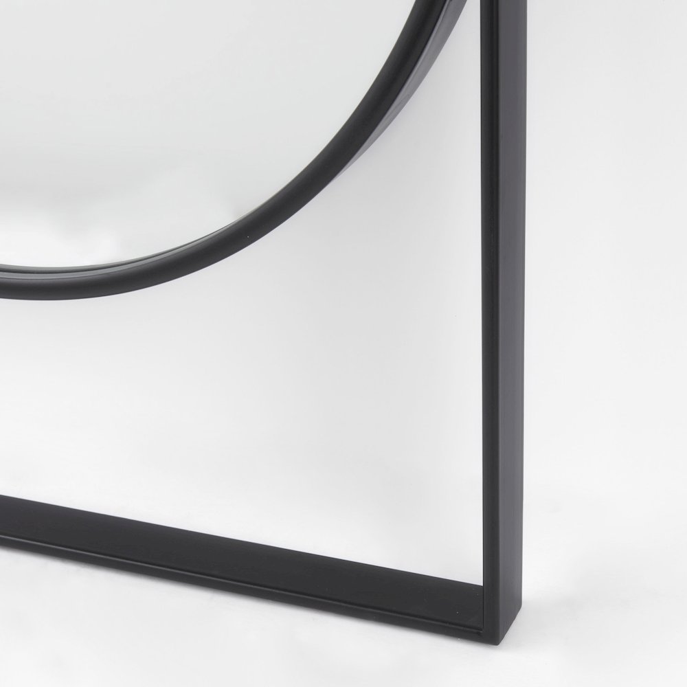 Sadie 28.0L x 2.0W x 78.0H Black Metal Rounded Arch Floor Mirror. Picture 6
