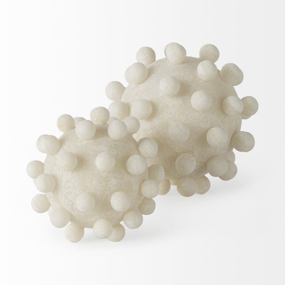 Malo 4.7L x 4.7W x 4.7H Cream Resin Small Sphere Decorative Object. Picture 3