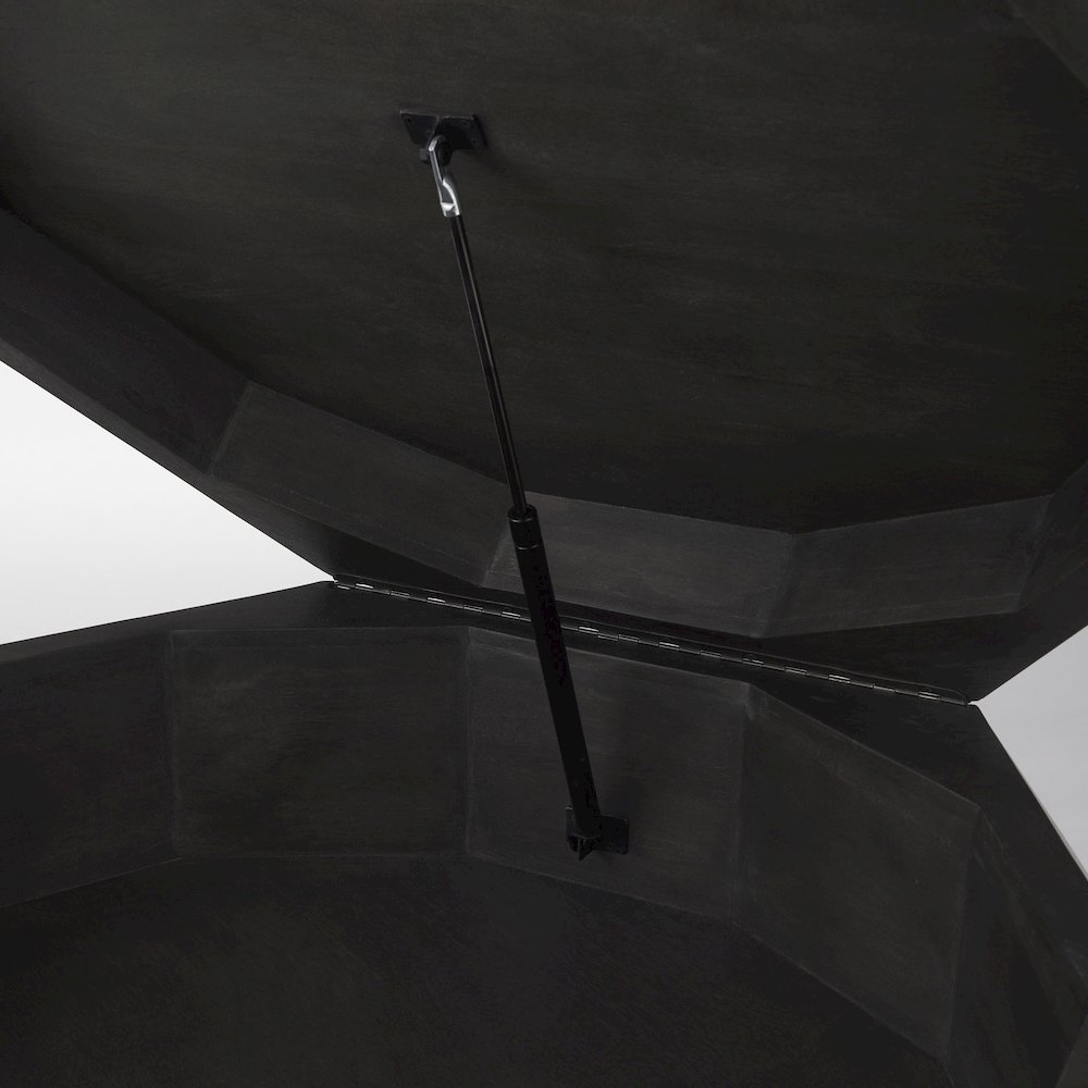Black Solid Wood Hexagonal Storage Coffee Table. Picture 2