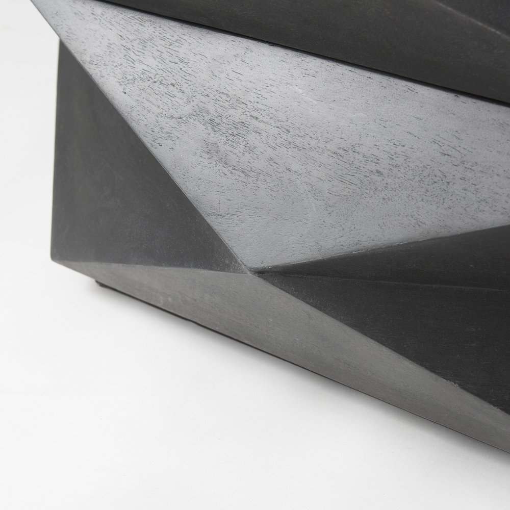 Black Solid Wood Hexagonal Storage Coffee Table. Picture 4