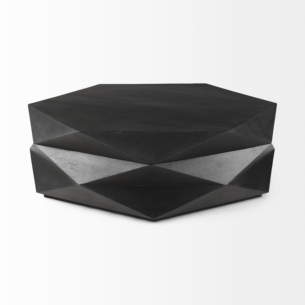 Black Solid Wood Hexagonal Storage Coffee Table. Picture 10