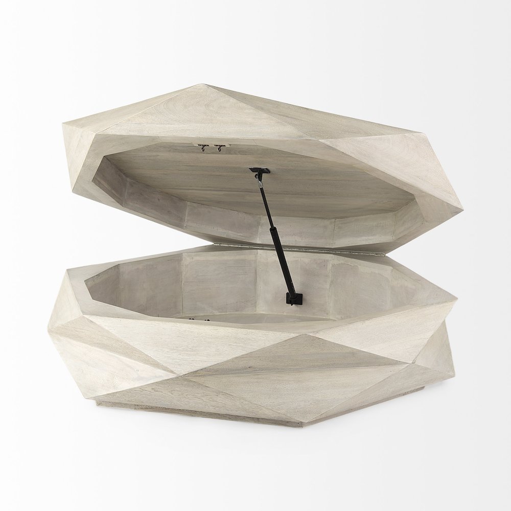 Natural Solid Wood Hexagonal Storage Coffee Table. Picture 7